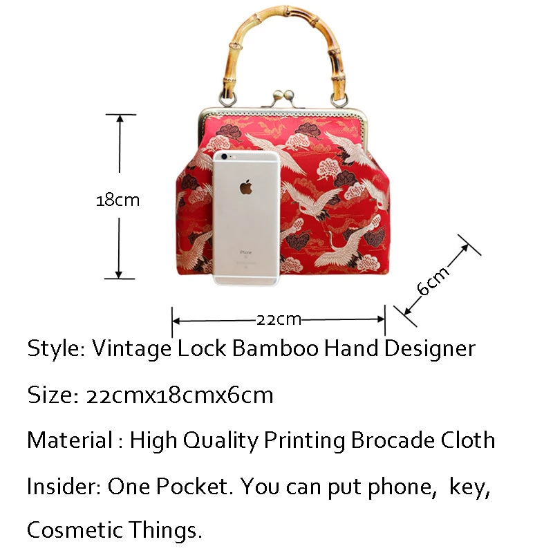 Vintage Lock Bamboo Hand Bags Lay Japan Bag Purses Chain