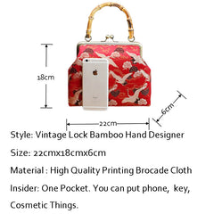 Vintage Lock Bamboo Hand Bags Lay Japan Bag Purses Chain