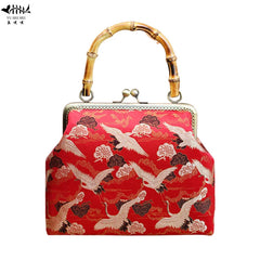 Vintage Lock Bamboo Hand Bags Lay Japan Bag Purses Chain