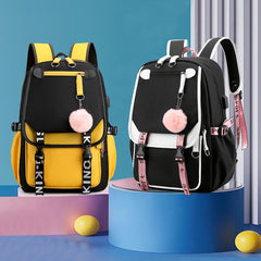 Women Girls School Backpacks Anti Theft USB Charge Backpack Waterproof Bagpack