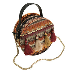 Women Messenger Bag Circular Tassel Geometric Handbag
