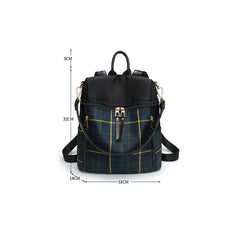 Women Plaid Nylon Travel Laptop Backpack School Bag