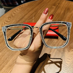 Vintage Clear Lens Rhinestone Sunglasses for Women