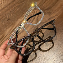 Vintage Clear Lens Rhinestone Sunglasses for Women