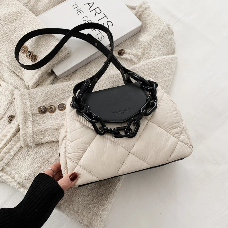 NEWDISCVRY Winter PU Leather Quilted Women's Handbag