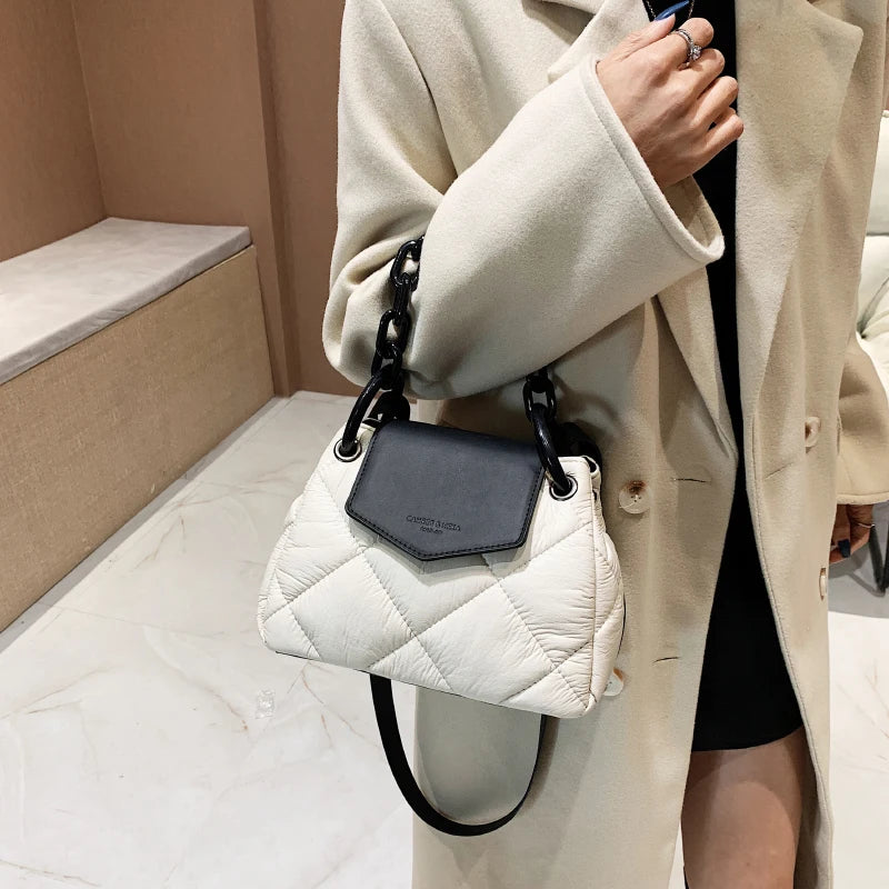 NEWDISCVRY Winter PU Leather Quilted Women's Handbag