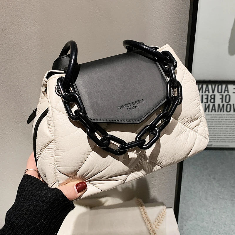 NEWDISCVRY Winter PU Leather Quilted Women's Handbag