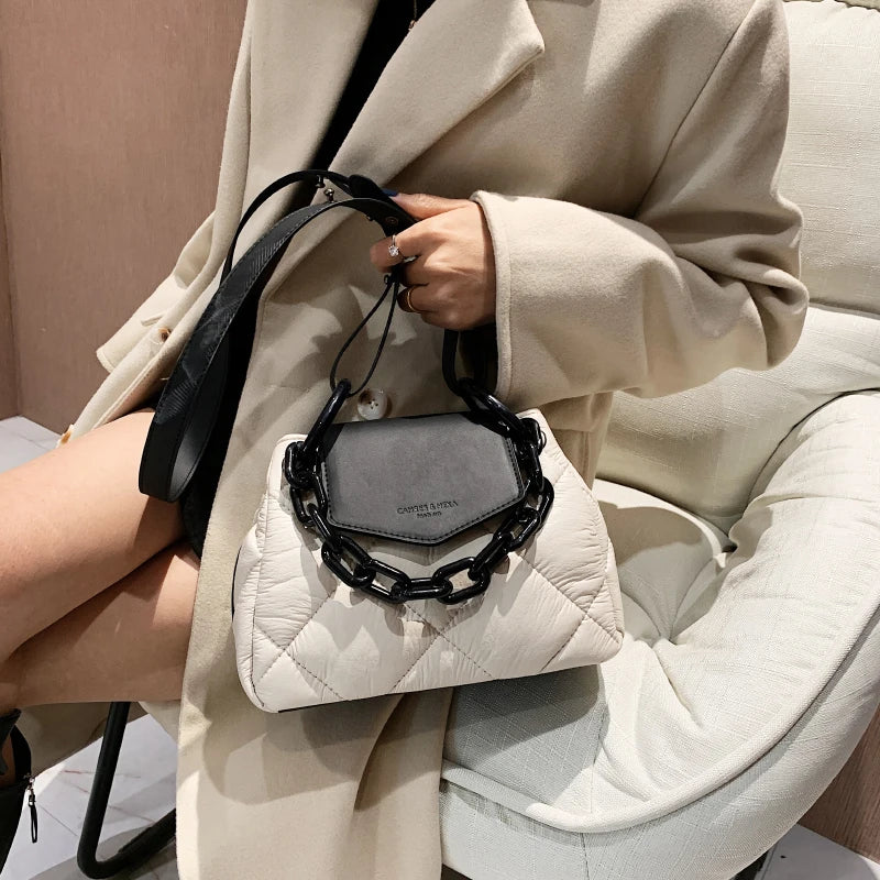 NEWDISCVRY Winter PU Leather Quilted Women's Handbag