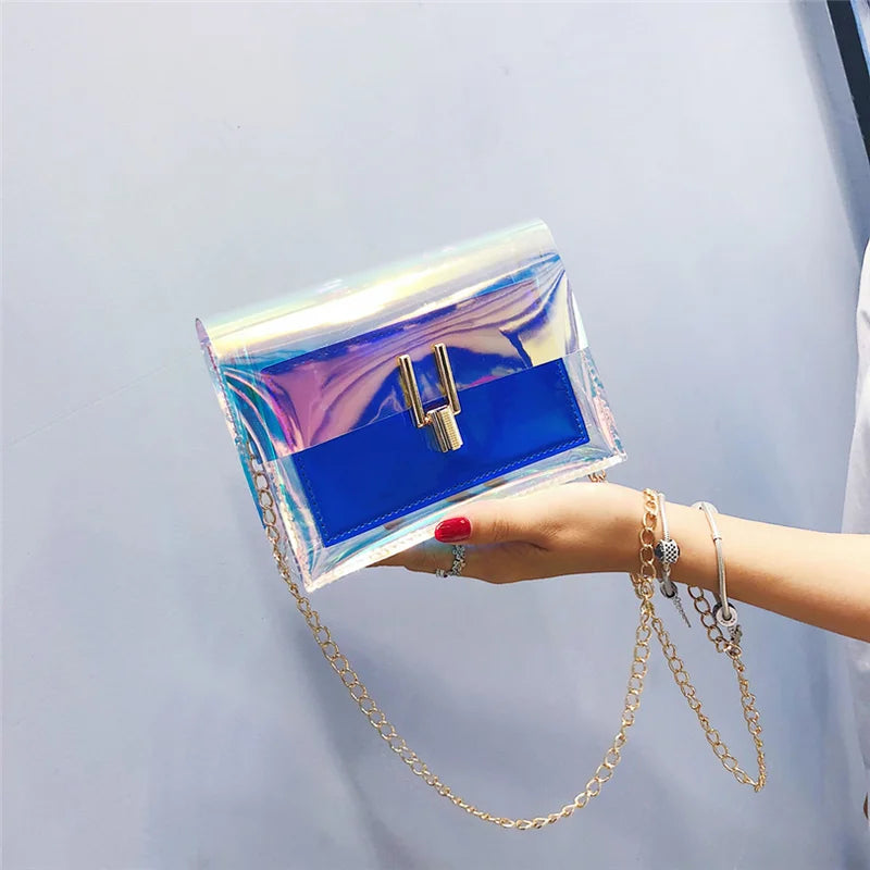Laser Transparent Shoulder Bag PVC Beach Waterproof Messenger Bag