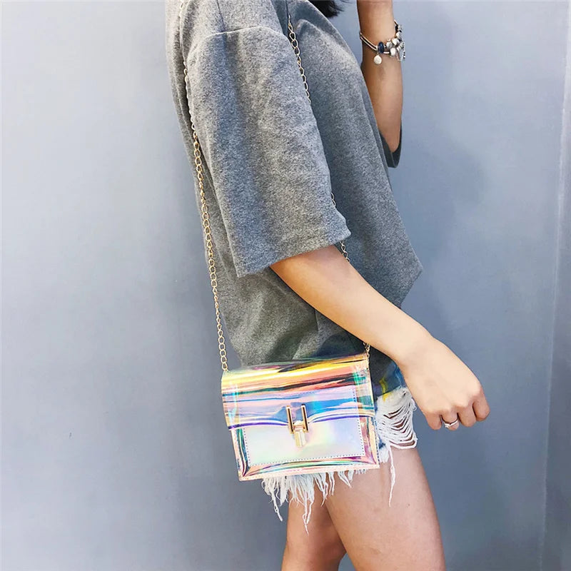 Laser Transparent Shoulder Bag PVC Beach Waterproof Messenger Bag