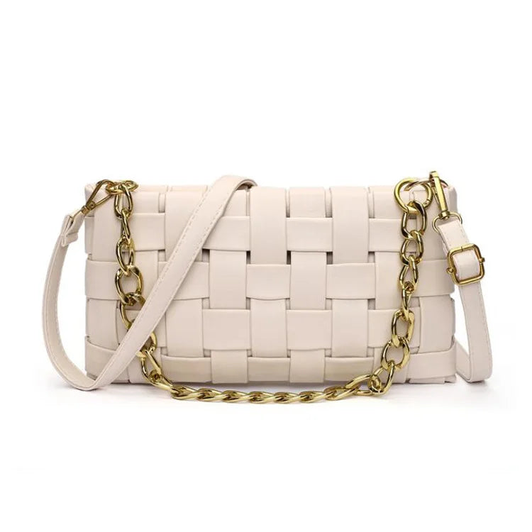 NEWDISCVRY Crossbody Bags For Women Woven Handbags PU Leather Flap