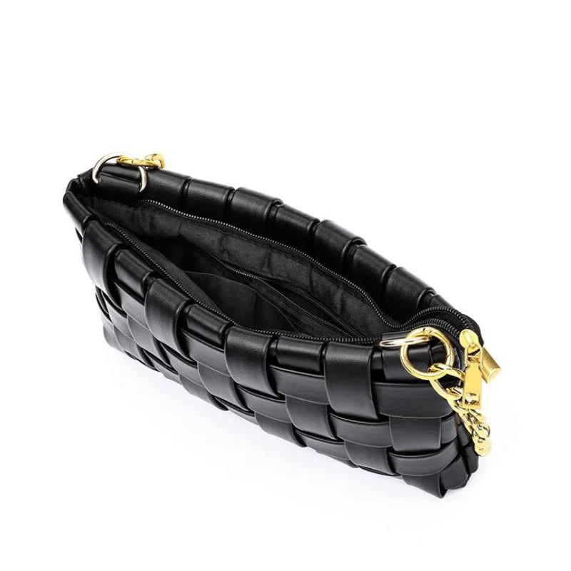NEWDISCVRY Crossbody Bags For Women Woven Handbags PU Leather Flap