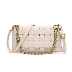 NEWDISCVRY Crossbody Bags For Women Woven Handbags PU Leather Flap