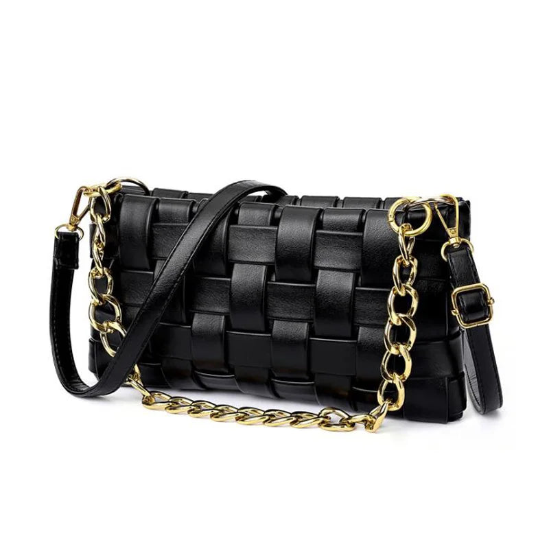 NEWDISCVRY Crossbody Bags For Women Woven Handbags PU Leather Flap