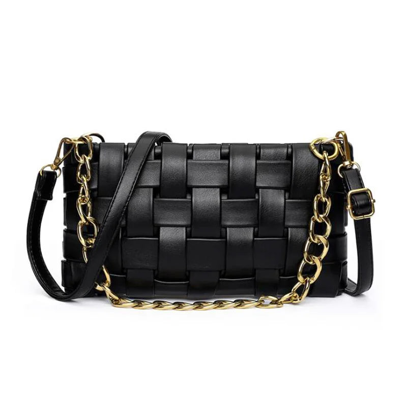 NEWDISCVRY Crossbody Bags For Women Woven Handbags PU Leather Flap