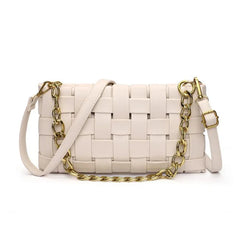 NEWDISCVRY Crossbody Bags For Women Woven Handbags PU Leather Flap