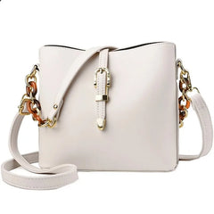Vintage Green Chain Messenger Bag Bucket Shoulder Bag Women PU Leather