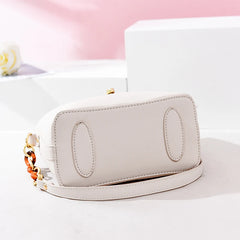 Vintage Green Chain Messenger Bag Bucket Shoulder Bag Women PU Leather