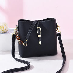 Vintage Green Chain Messenger Bag Bucket Shoulder Bag Women PU Leather