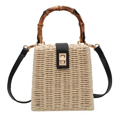 NEWDISCVRY Small Tote Bag Straw Women's Handbag Beach Travel Shoulder