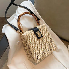 NEWDISCVRY Small Tote Bag Straw Women's Handbag Beach Travel Shoulder