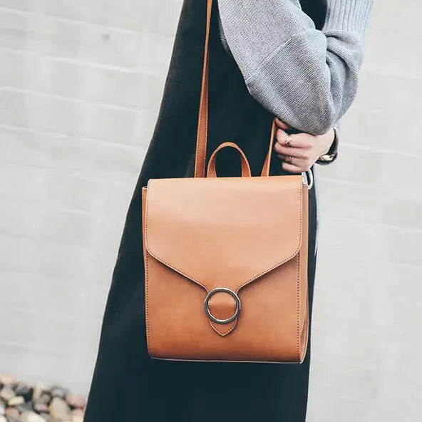Women Backpack PU Leather Retro Female bag schoolbags Teenage Girl High Travel