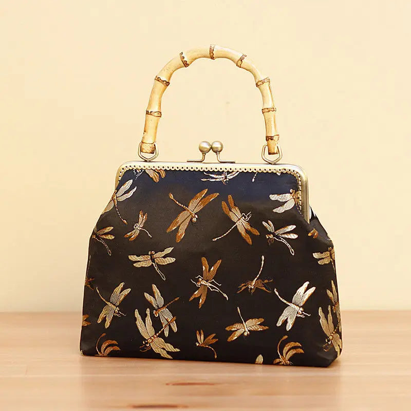 Pure Vintage Lock Shell Vintage Bags Wood Hand Bag Women's Handbags Purses
