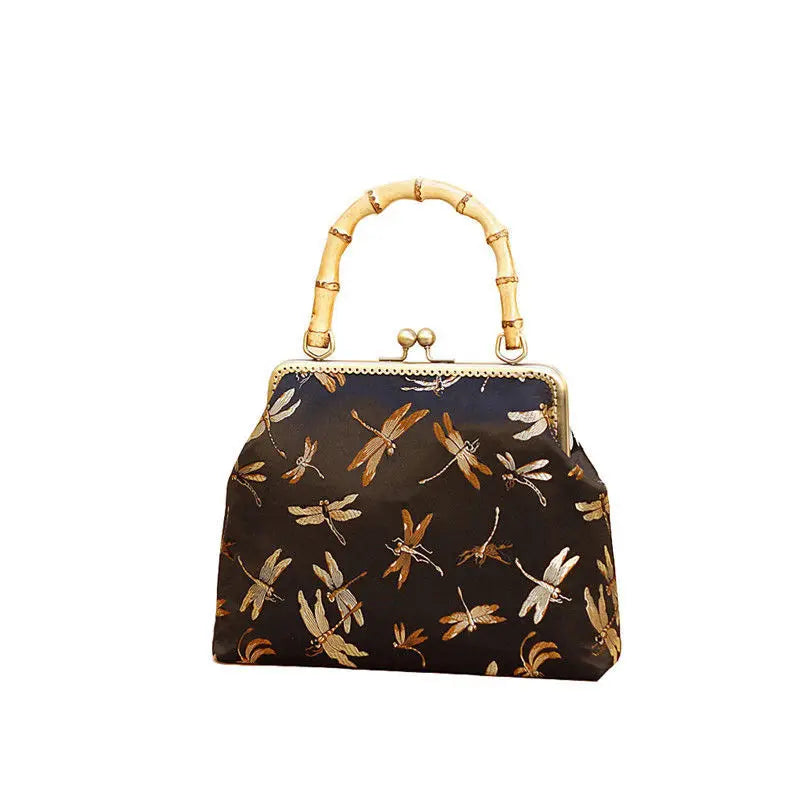 Pure Vintage Lock Shell Vintage Bags Wood Hand Bag Women's Handbags Purses
