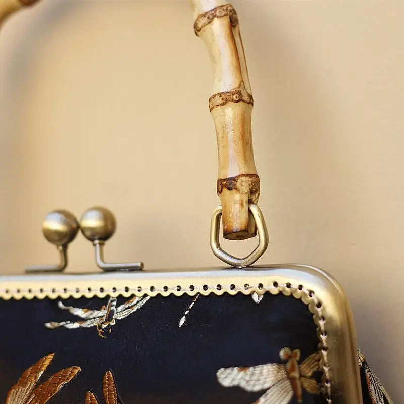 Pure Vintage Lock Shell Vintage Bags Wood Hand Bag Women's Handbags Purses
