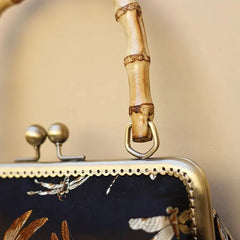 Pure Vintage Lock Shell Vintage Bags Wood Hand Bag Women's Handbags Purses