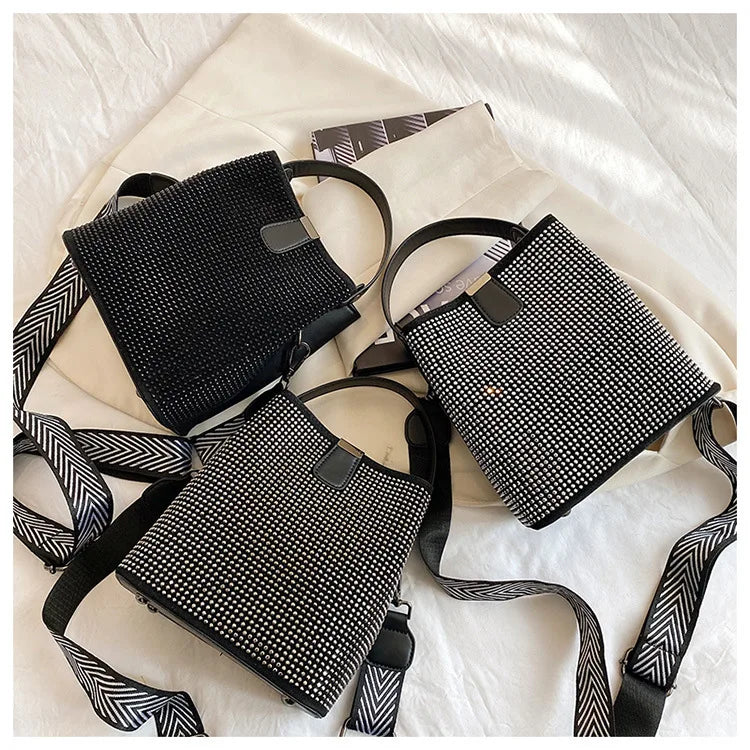 Women bucket bag Diamond Messenger Bags PU leather Shoulder Bags