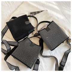 Women bucket bag Diamond Messenger Bags PU leather Shoulder Bags
