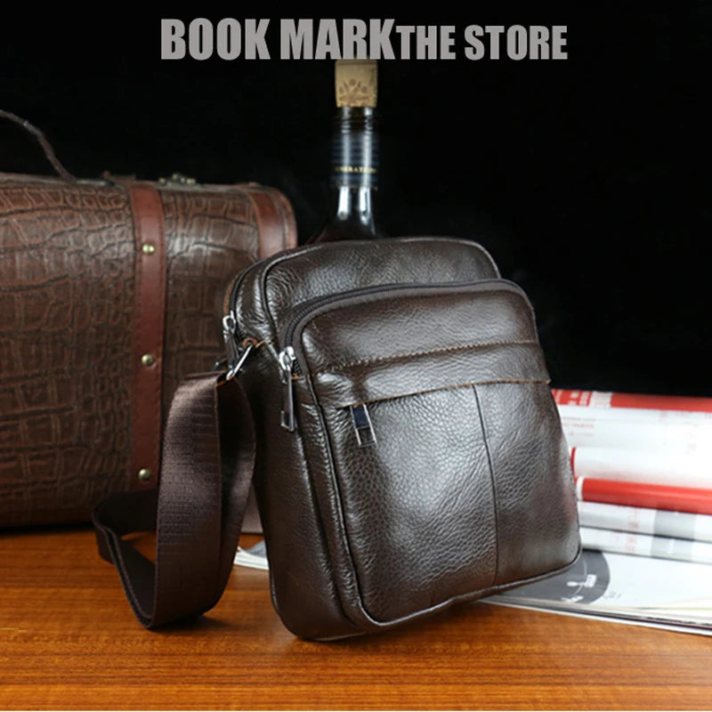 Vintage Leather Men Messenger Bags Crossbody Shoulder Bag