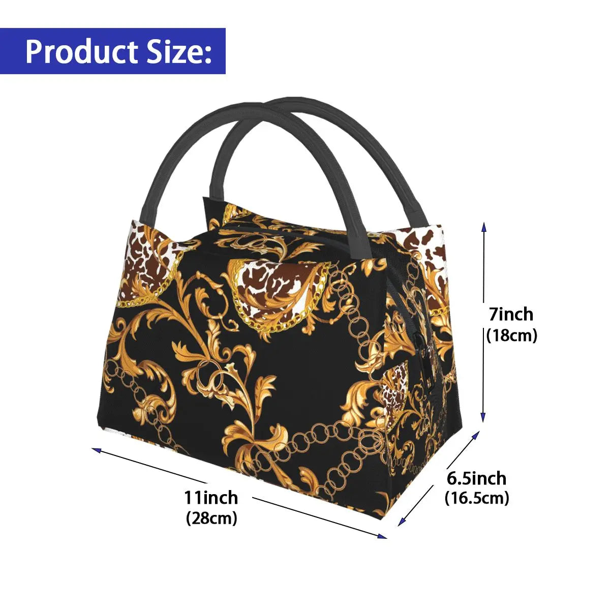 Baroque Floral Pattern Cooler Lunch Bento Bag Insulated Thermal Food Picnic Bags