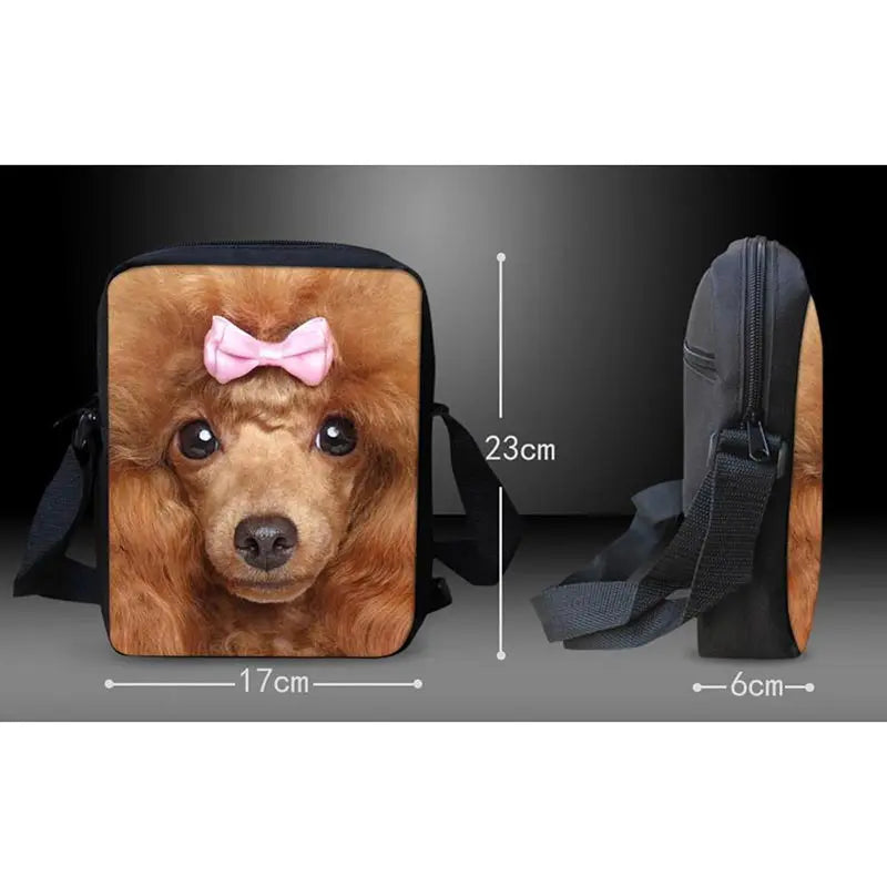 Dog Pattern Messenger Crossbody Bag Girls Handbags Shoulder Bags