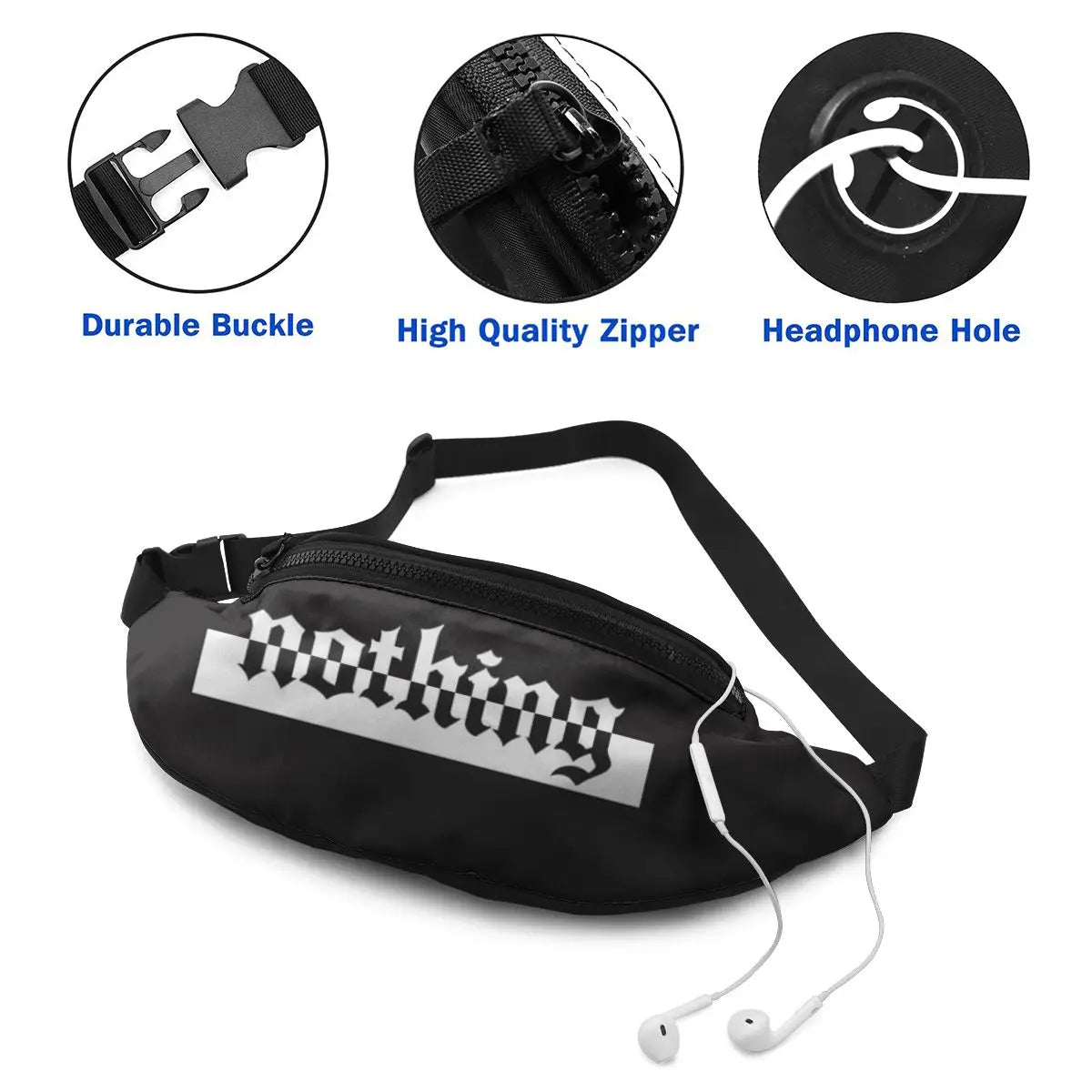 Women Waist Packs Letter Printing Fabric Fanny Pack Zipper Chest Bag