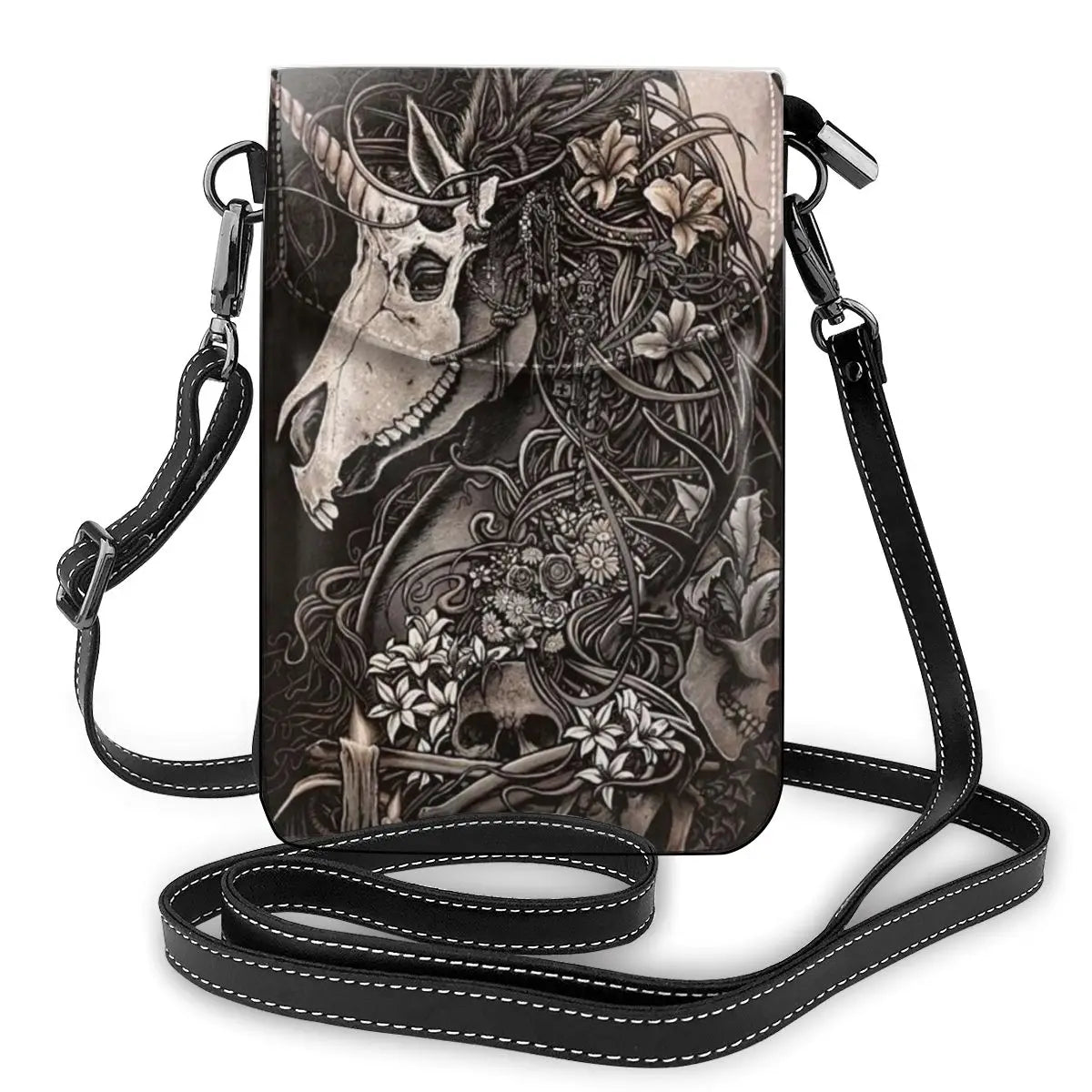 Gothic Unicorn Shoulder Bag PU Leather Mini Phone Bags for Women