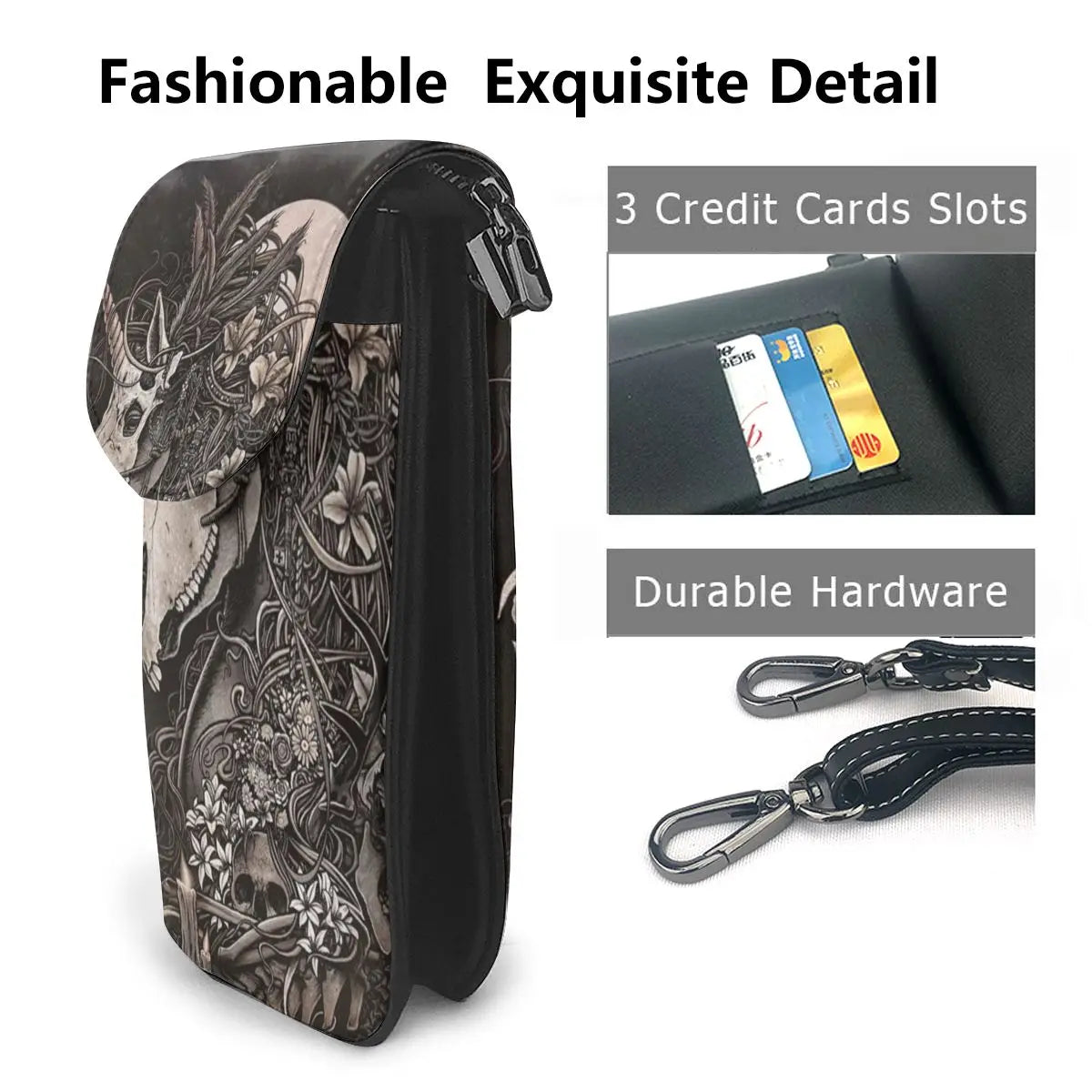 Gothic Unicorn Shoulder Bag PU Leather Mini Phone Bags for Women