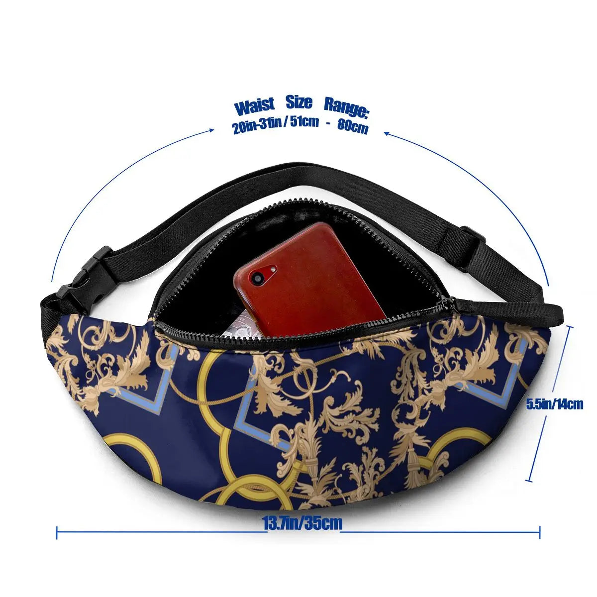Women's European Golden Flower Waist Bag - Hip Bag for Travel