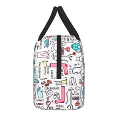 Insulated Lunch Bag Cartoon Nurse Print for Women, Travel Nurse Bag