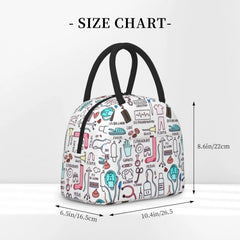 Insulated Lunch Bag Cartoon Nurse Print for Women, Travel Nurse Bag