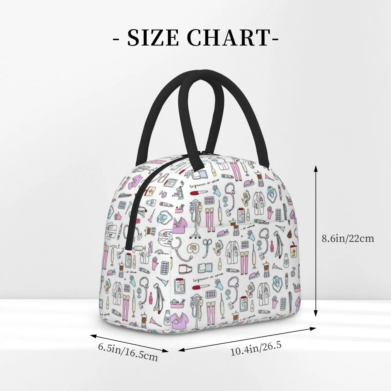 Travel Nurse Bag Insulated Lunch Bags Women Nurse Print Food Case School Cooler