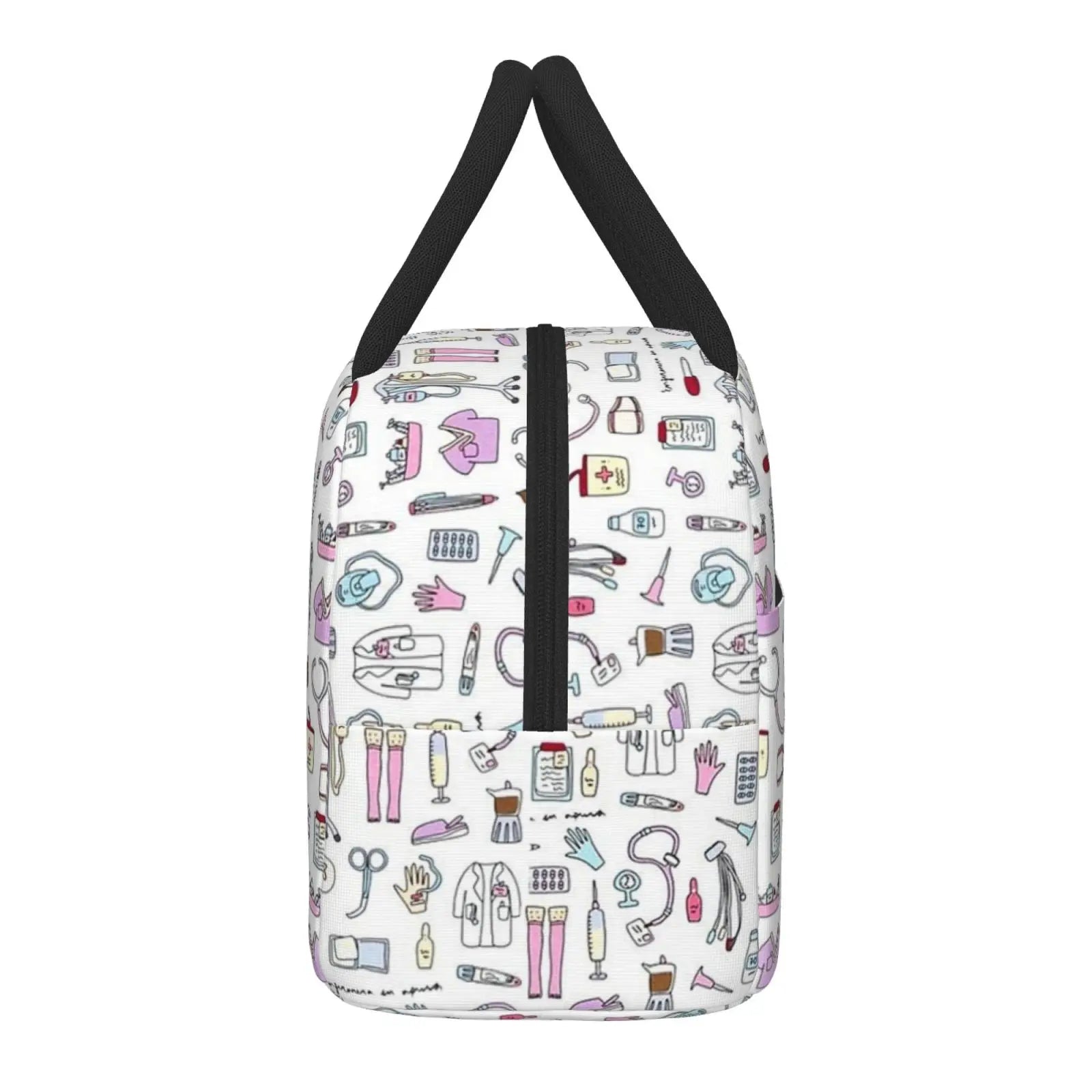 Travel Nurse Bag Insulated Lunch Bags Women Nurse Print Food Case School Cooler