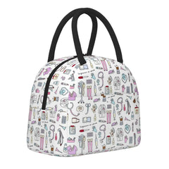 Travel Nurse Bag Insulated Lunch Bags Women Nurse Print Food Case School Cooler