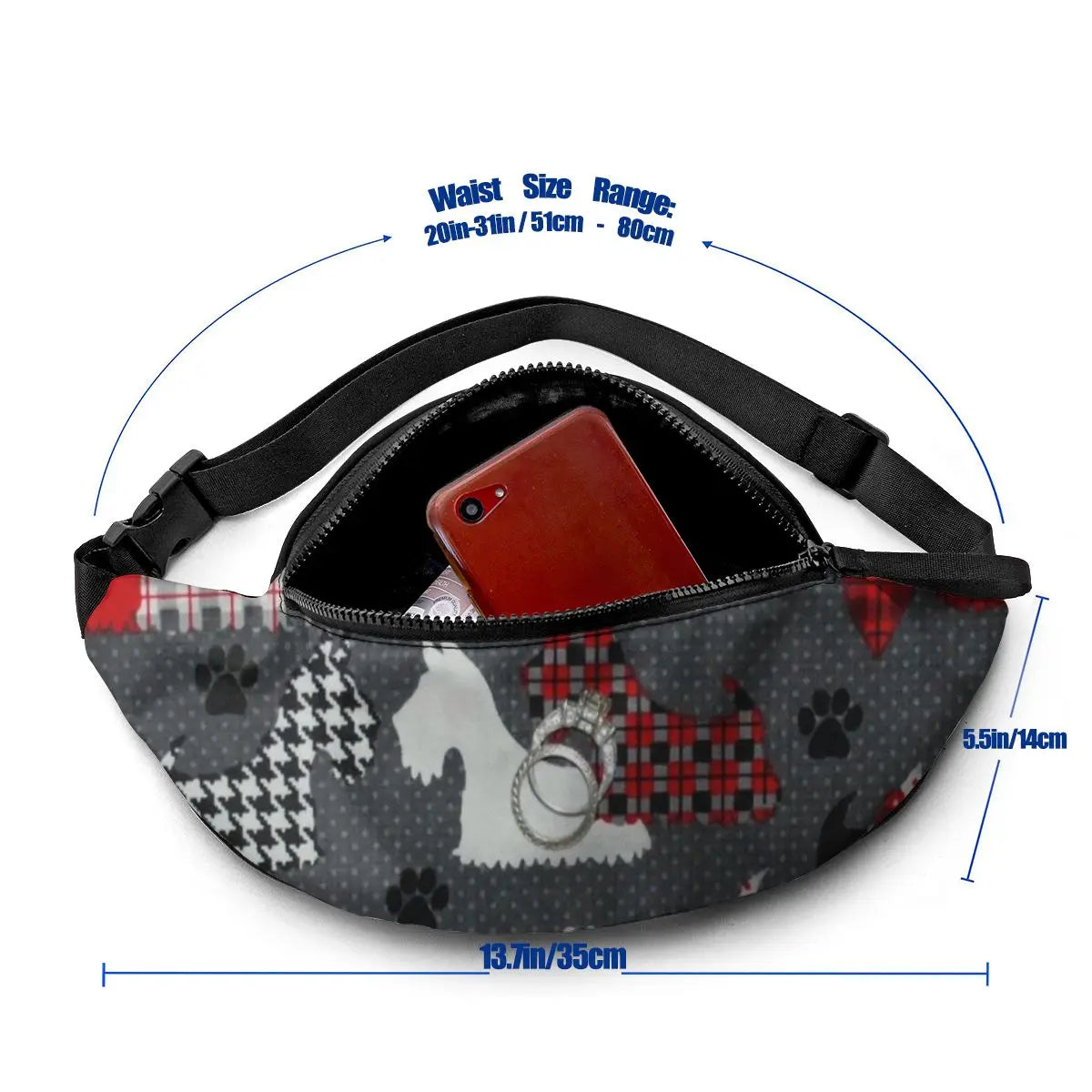 West Highland Terrier Print Waist Bags Women Lovely Puppies Waist Fanny Packs