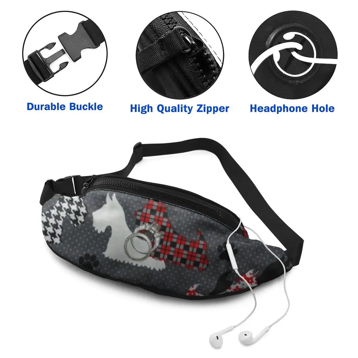West Highland Terrier Print Waist Bags Women Lovely Puppies Waist Fanny Packs