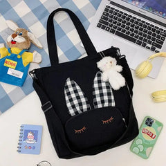 NONSAR Canvas Tote Bag Student Tutoring Cartoon Shoulder School Bag