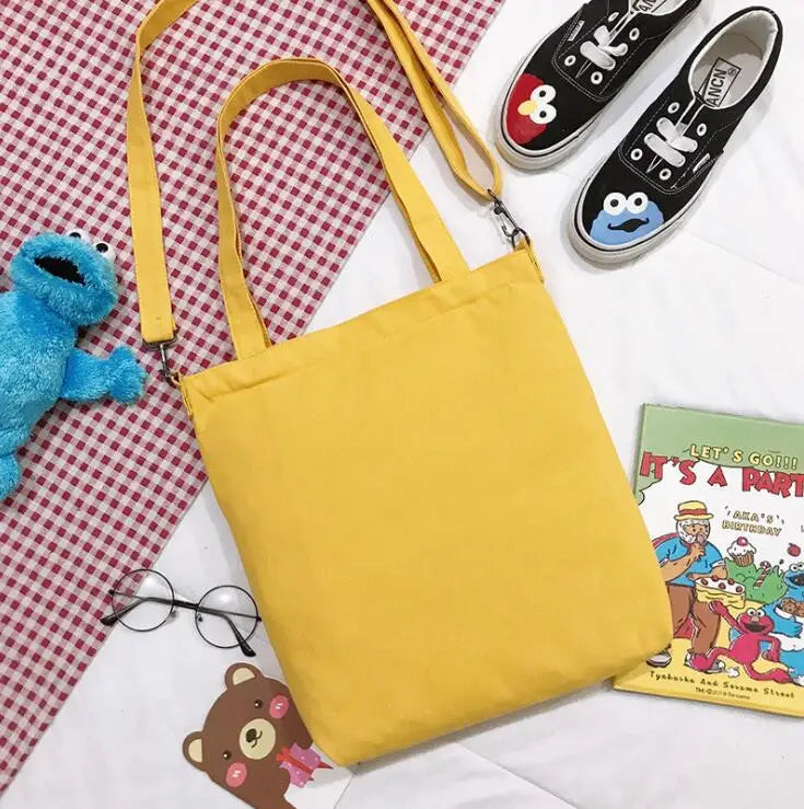 NONSAR Canvas Tote Bag with Tassel Student Tutoring Shoulder School Bag
