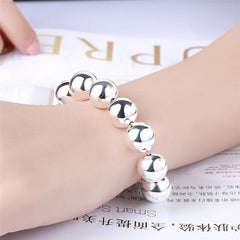 925 Silver Hollow Circle Ball Beads Bracelet Woman Charm Jewelry