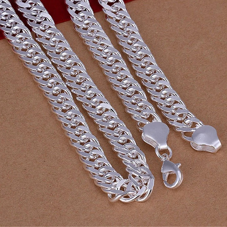 925 Sterling Silver 10MM Chain Necklace Solid Wedding Jewelry